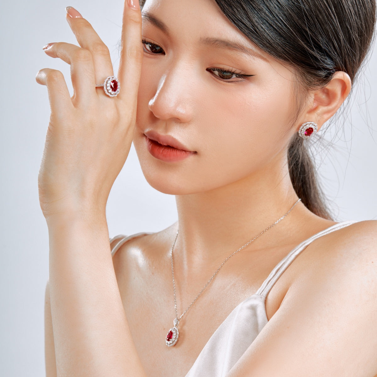 1.5 CT Ring 5A Cubic Zirconia | 925 Sterling Silver | Ruby Color | 0149