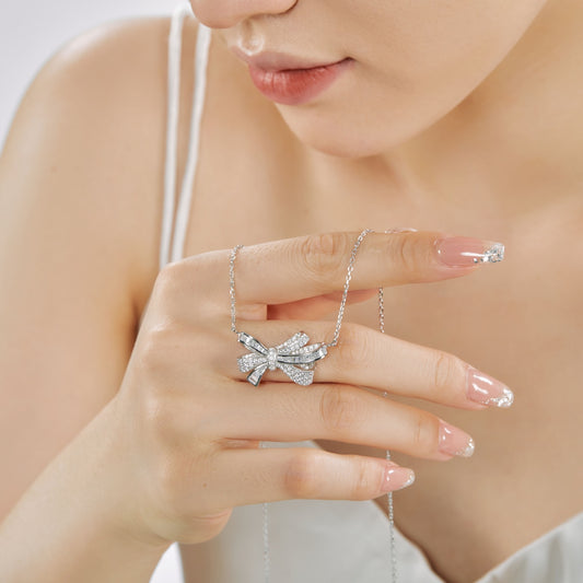 Zircon Necklace S925 Plated White Gold