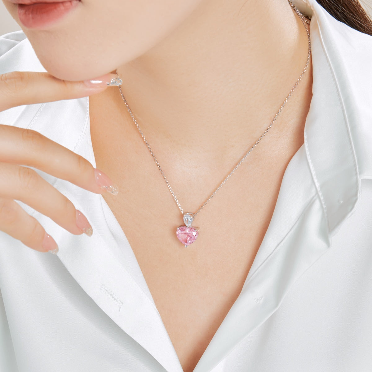 8A Zircon Necklace | 925 Sterling Silver | Wedding Heart