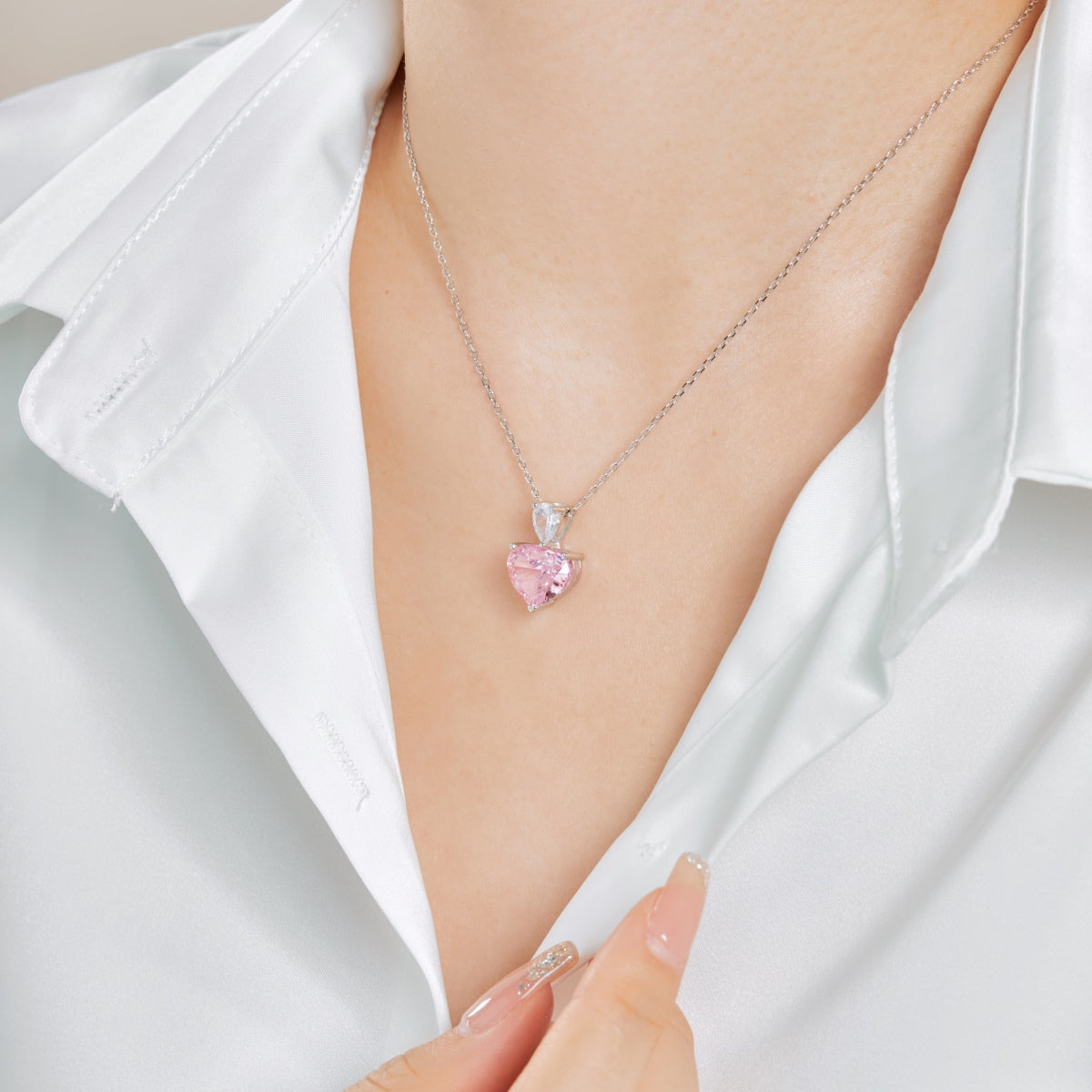 8A Zircon Necklace | 925 Sterling Silver | Wedding Heart