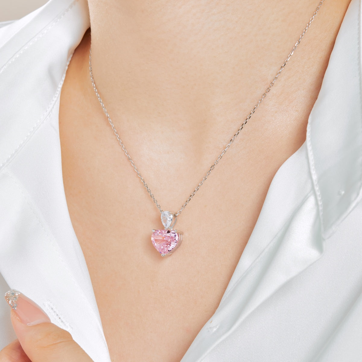 8A Zircon Necklace | 925 Sterling Silver | Wedding Heart