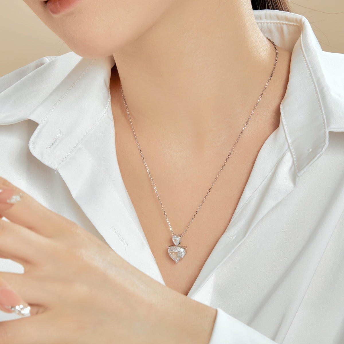 8A Zircon Necklace | 925 Sterling Silver | Wedding Heart