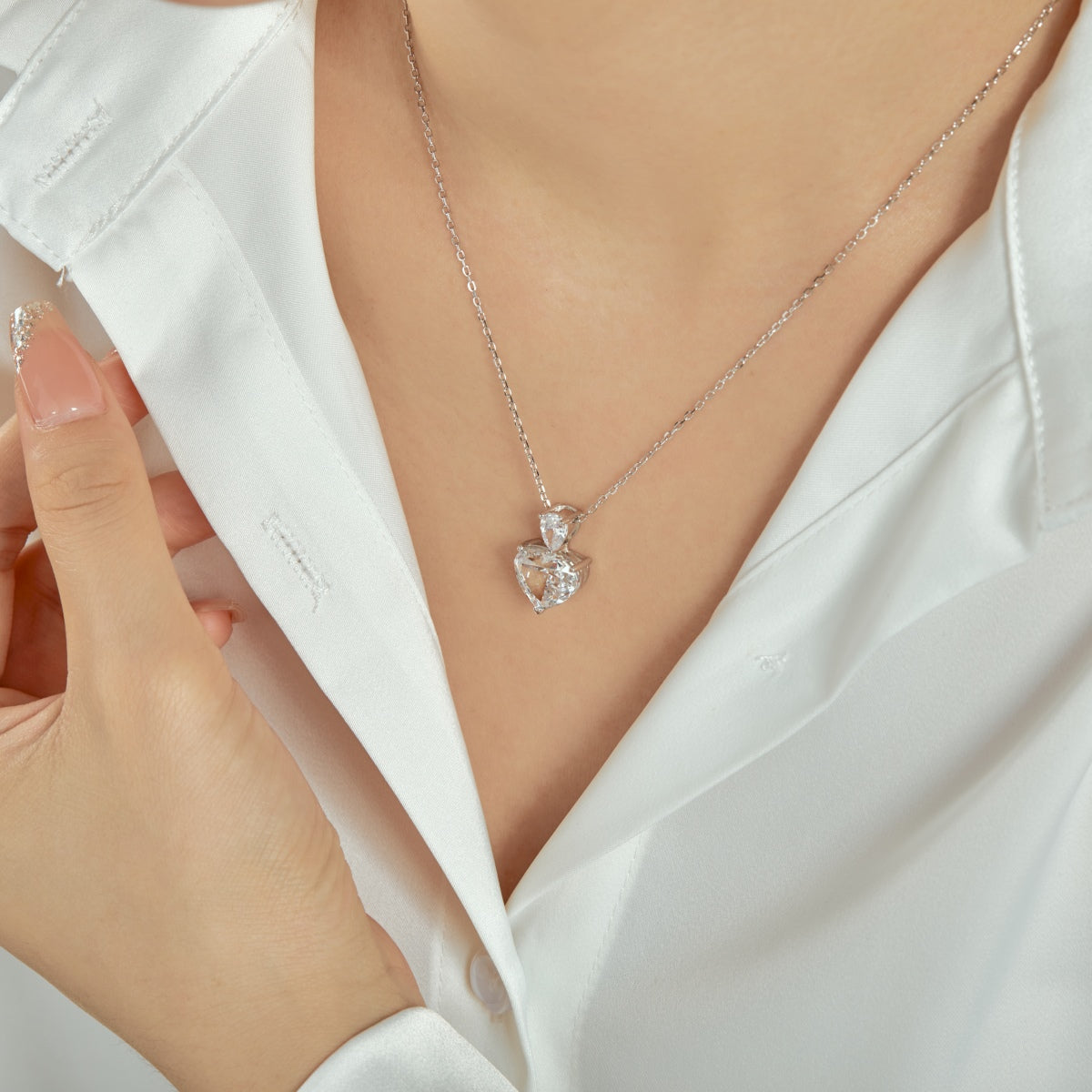 8A Zircon Necklace | 925 Sterling Silver | Wedding Heart