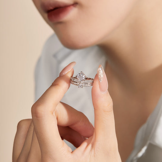 White Crown Zircon Pear Shape Design Ring s925 18k Gold Plated