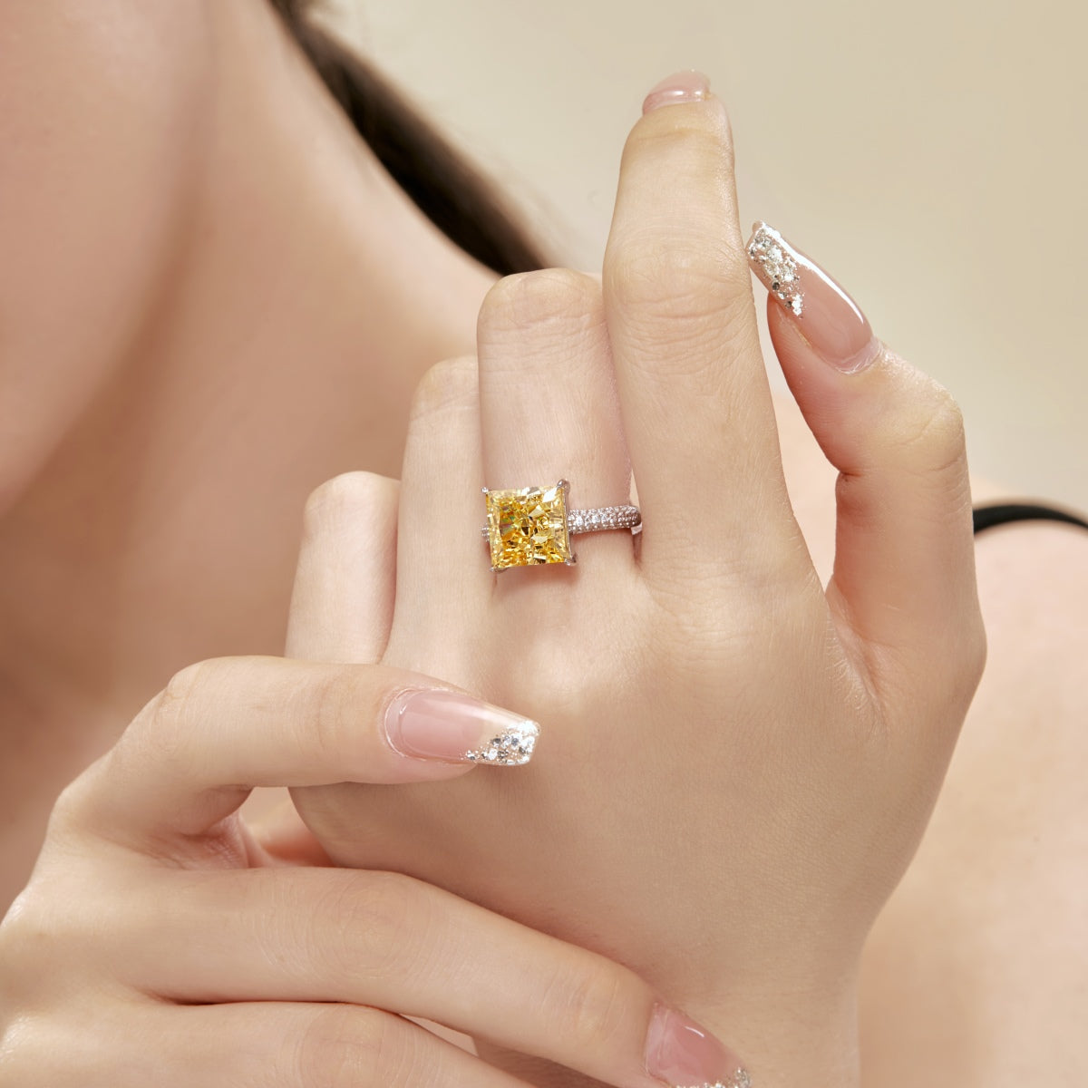 8A Zircon Ring | 925 Sterling Silver Radiant Cut 5ct