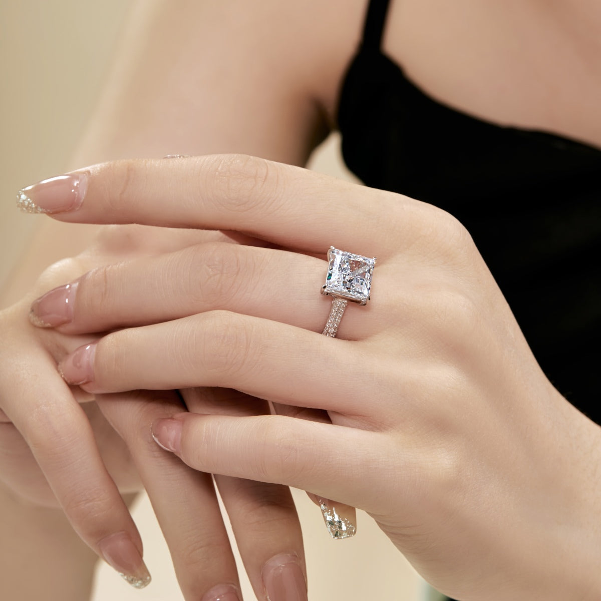8A Zircon Ring | 925 Sterling Silver Radiant Cut 5ct