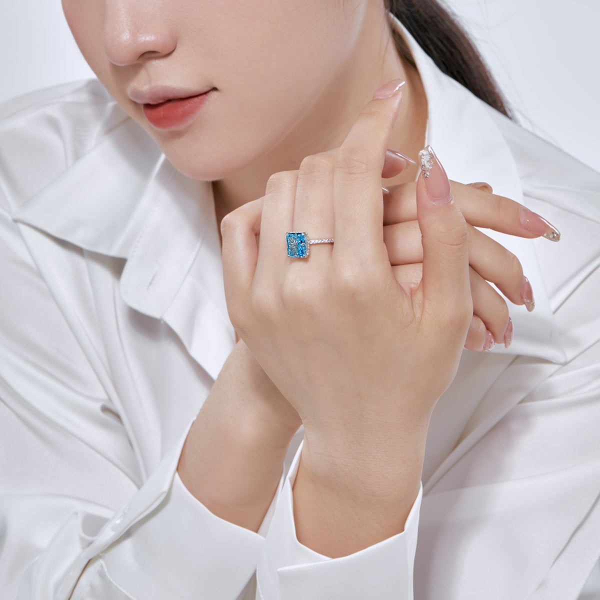 8A Zircon Ring | 925 Sterling Silver | Pink Rectangle