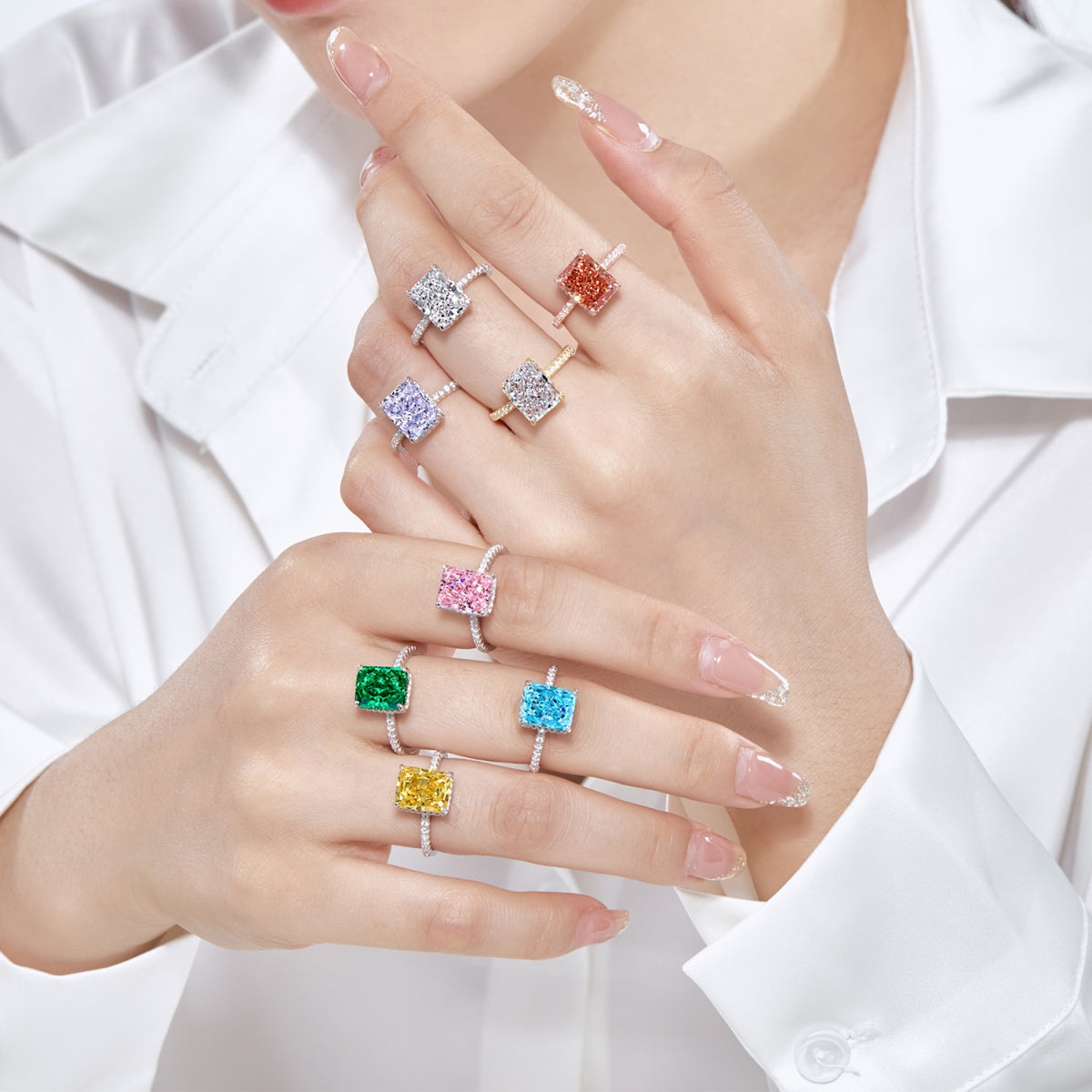 8A Zircon Ring | 925 Sterling Silver | Pink Rectangle