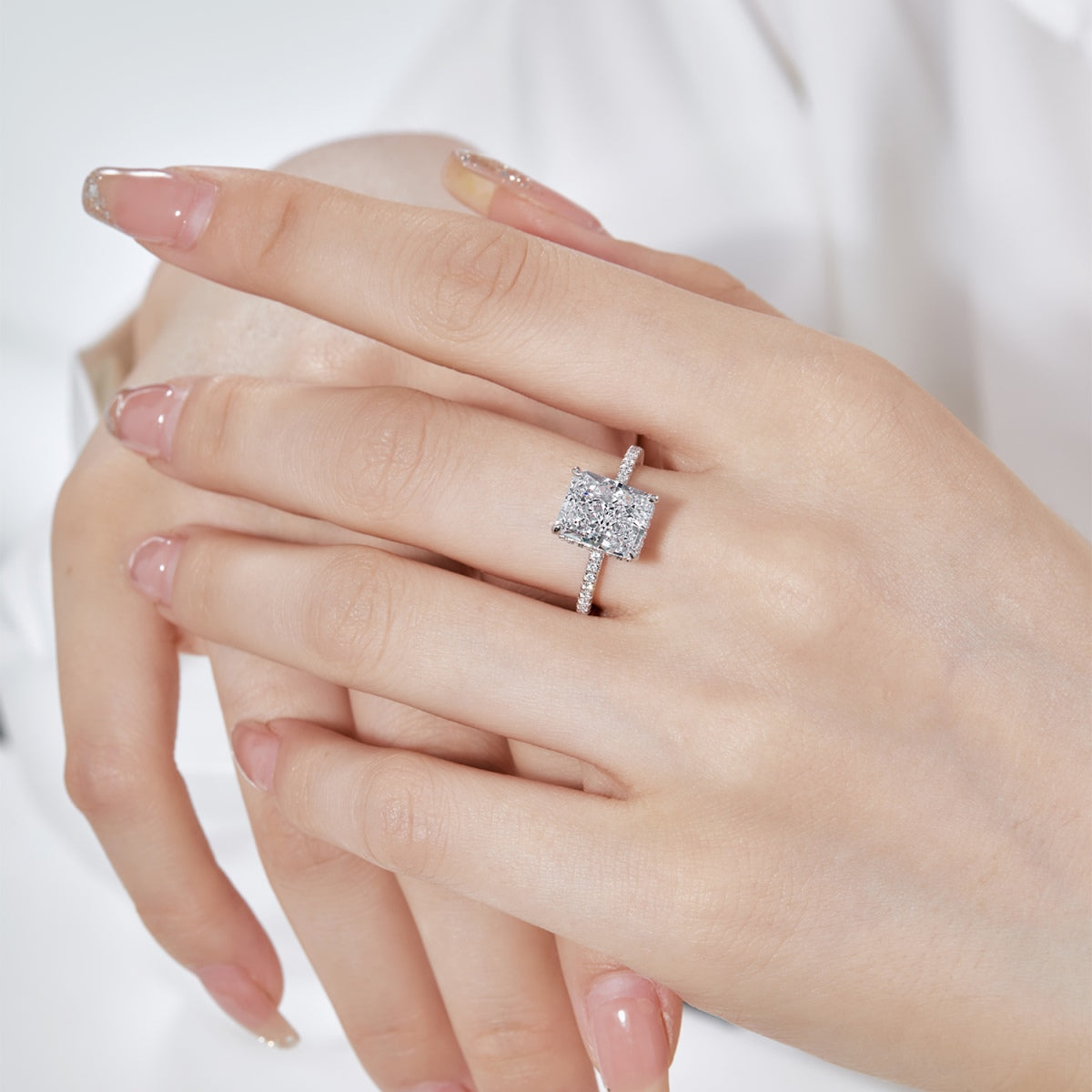 8A Zircon Ring | 925 Sterling Silver | Pink Rectangle