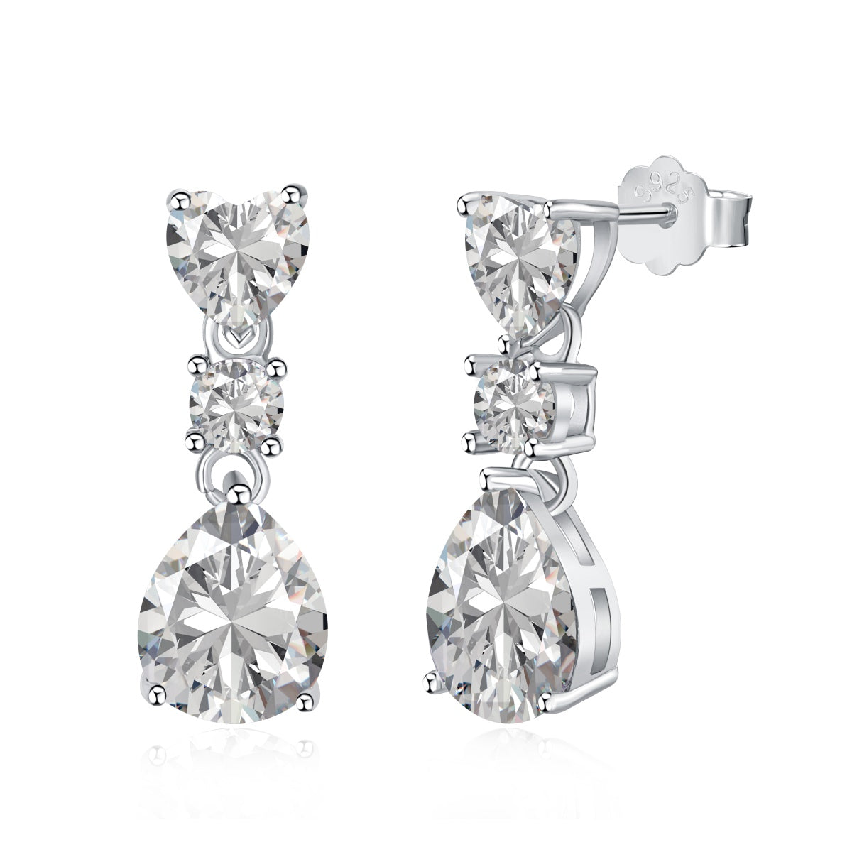 Sterling Silver White Blue Pear-Shaped Water Drop Earring 5A level 3ct