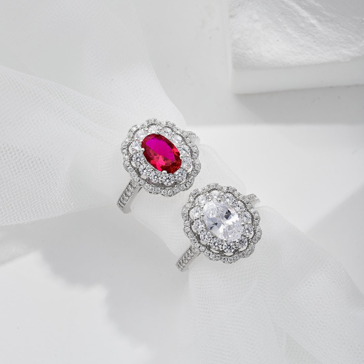 1.5 CT Ring 5A Cubic Zirconia | 925 Sterling Silver | Ruby Color | 0149
