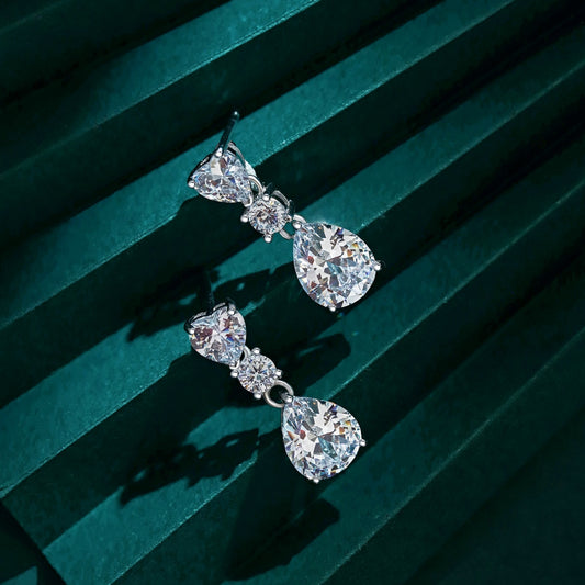 Sterling Silver White Blue Pear-Shaped Water Drop Earring 5A level 3ct