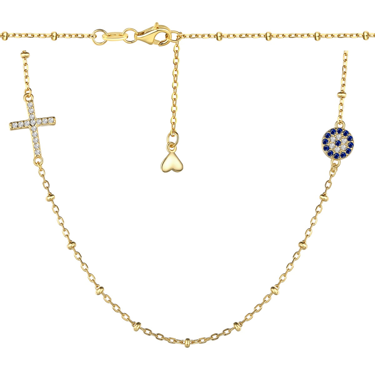 【Evil Eye】Necklace 925 Sterling Silver Plated White Gold