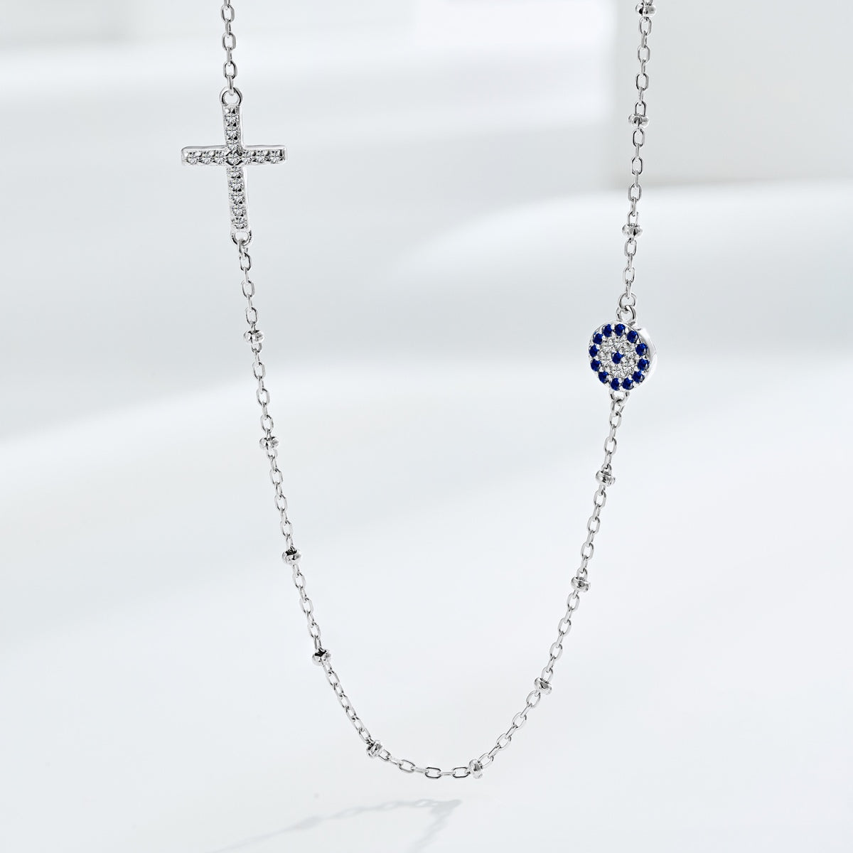 【Evil Eye】Necklace 925  Sterling Silver Plated Yellow Gold