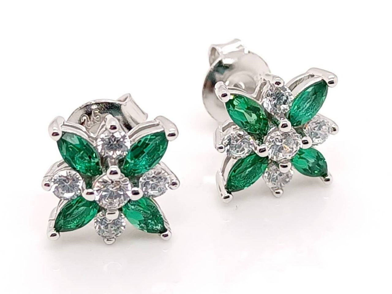 Lab Growth |Emerald Exquisite Earrings Sterling Silver Plated Platinum
