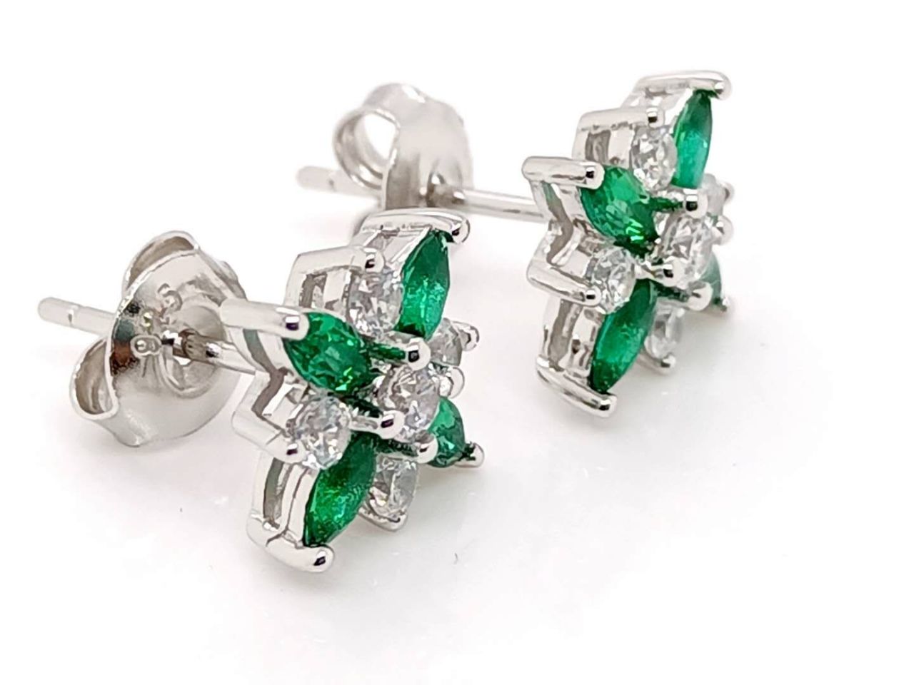 Lab Growth |Emerald Exquisite Earrings Sterling Silver Plated Platinum