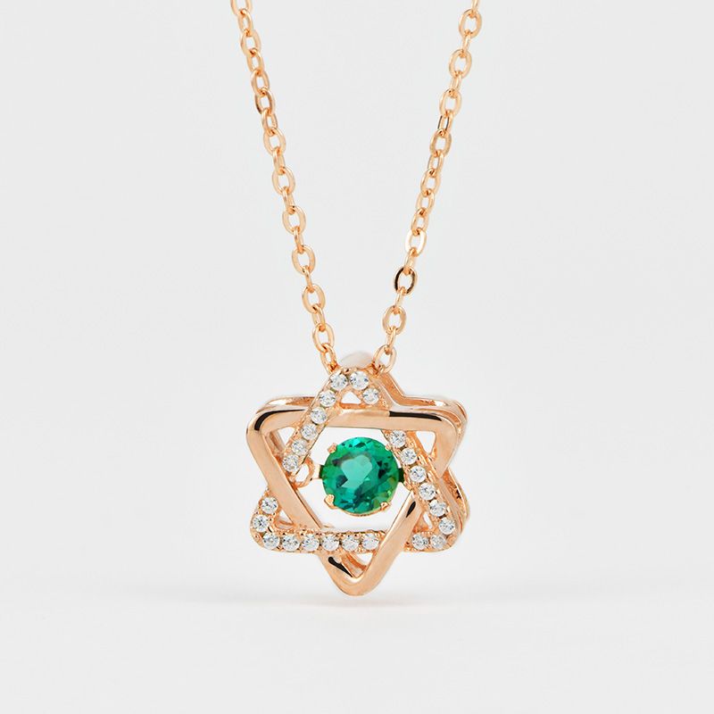 Lab Grown Emerald: 0.25 Carat Emerald Necklace | S925 Plated White/Rose Gold
