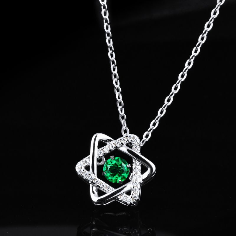 Lab Grown Emerald: 0.25 Carat Emerald Necklace | S925 Plated White/Rose Gold