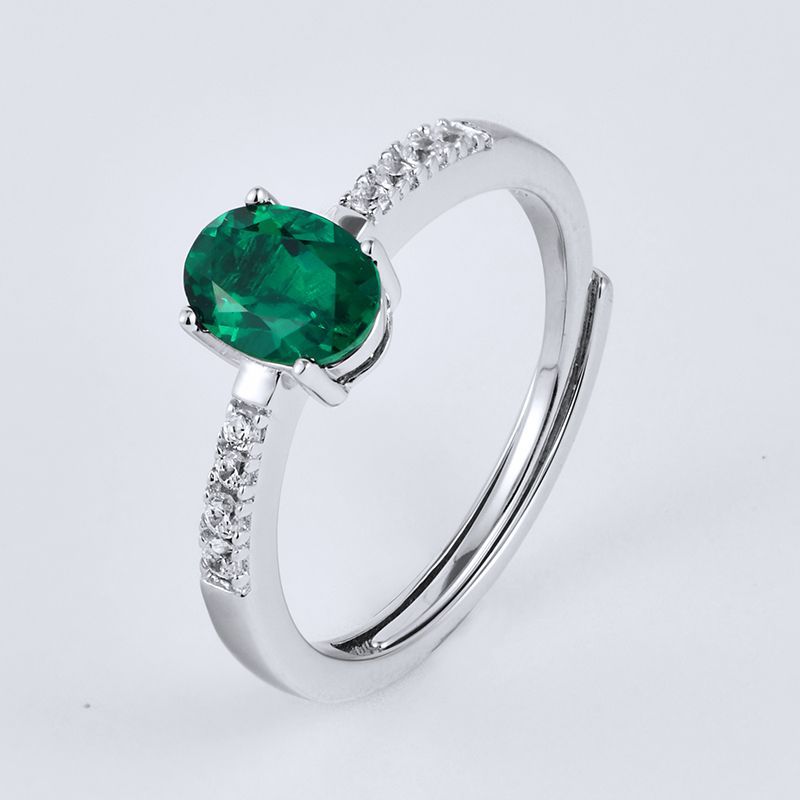 🔥🔥🔥 Lab Grown Emerald Egg Ring Oval Cut Sterling Silver 925 Plated Platinum