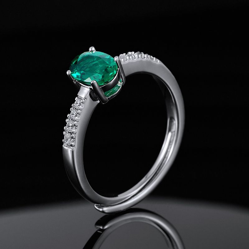 🔥🔥🔥 Lab Grown Emerald Egg Ring Oval Cut Sterling Silver 925 Plated Platinum